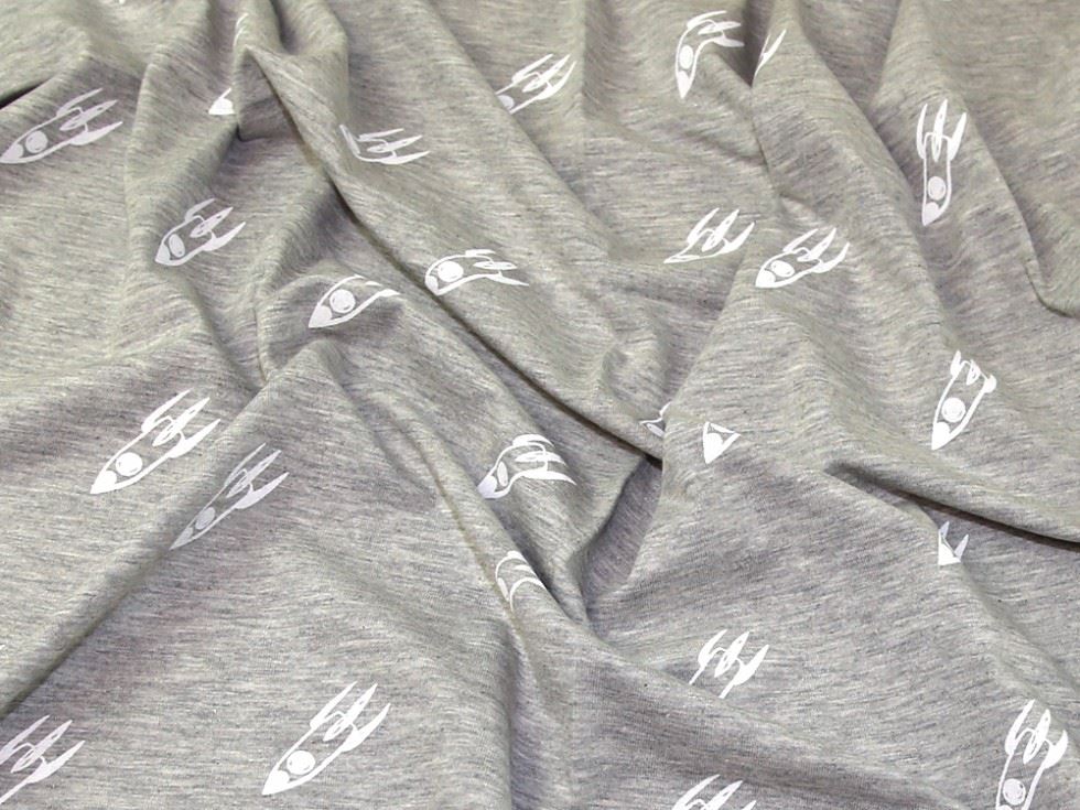 John Louden Glow In The Dark Jersey Stretch Knit Fabric Grey