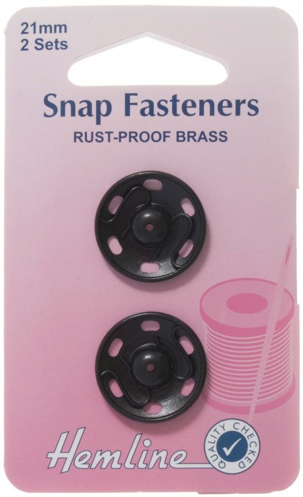 Hemline Black Sew On Metal Snap Fasteners
