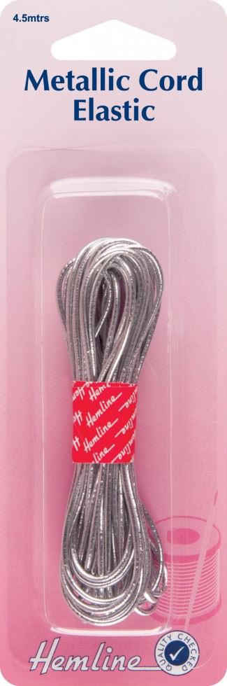 Minerva Metallic Cord Elastic Silver Hemline H615.sr