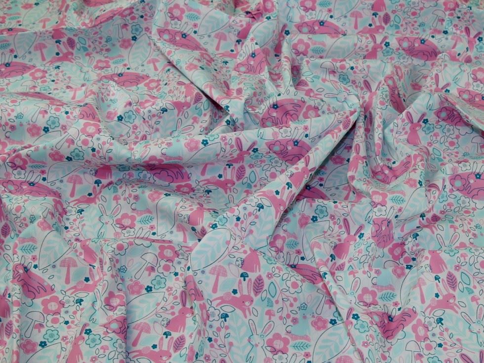 Pink & Mint Deadstock 100% Cotton Poplin Fabric