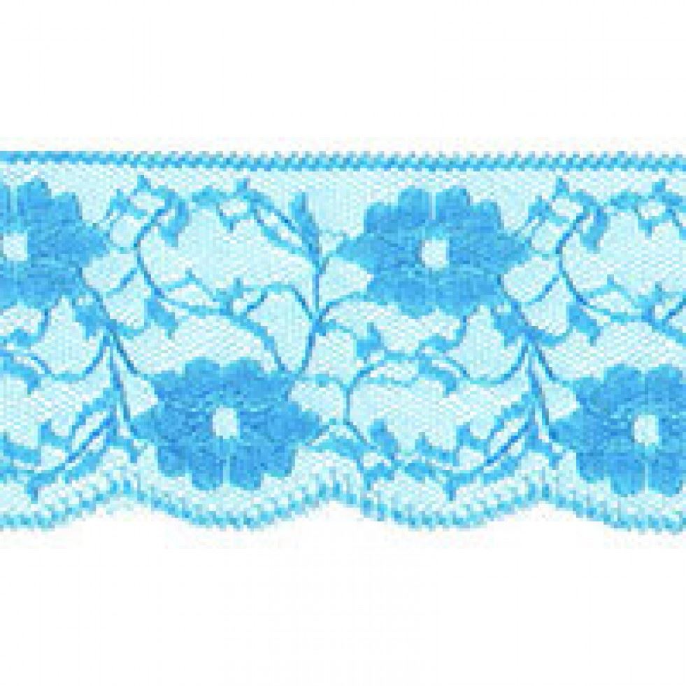 Essential Trimmings Turquoise Floral Nylon Lace Trim (Value Roll)
