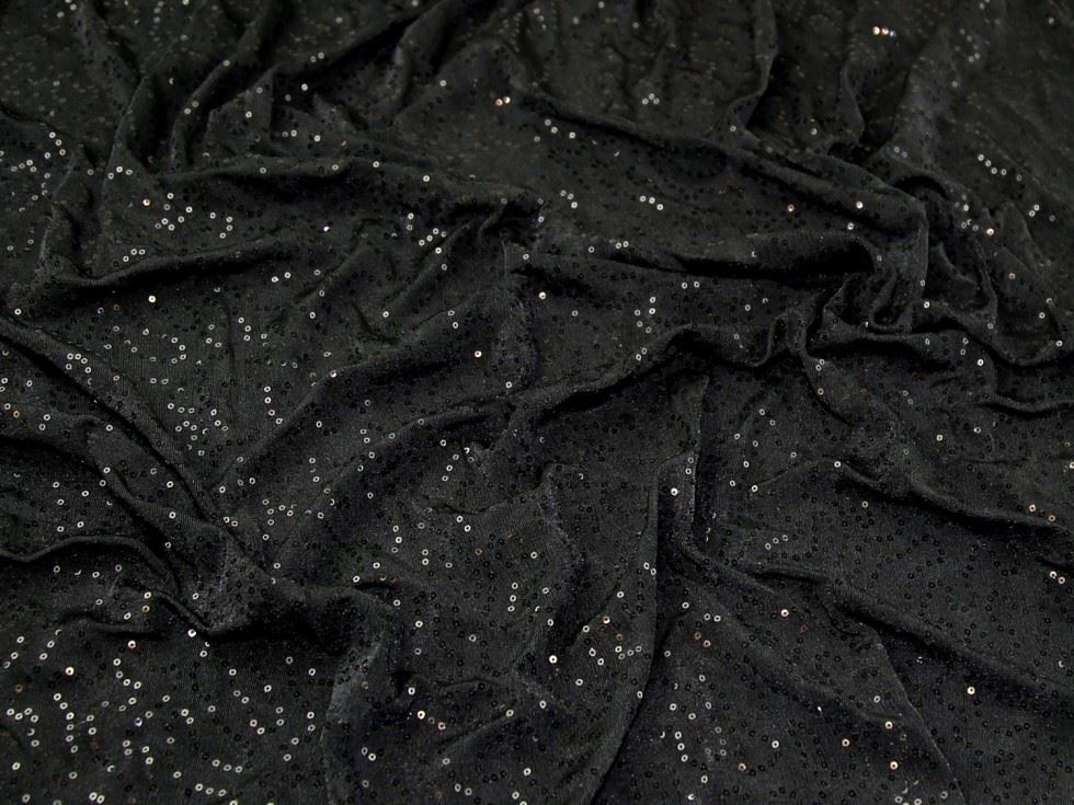 Black Deadstock Sequin Stretch Knit Fabric