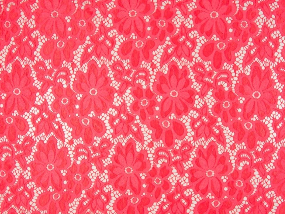 Coral Deadstock Stretch Lace Fabric