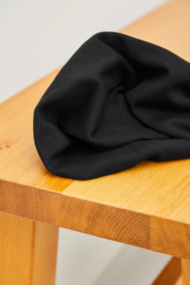 Meet Milk Black Neva Tencel Lyocell Cotton Rib Stretch Knit Fabric
