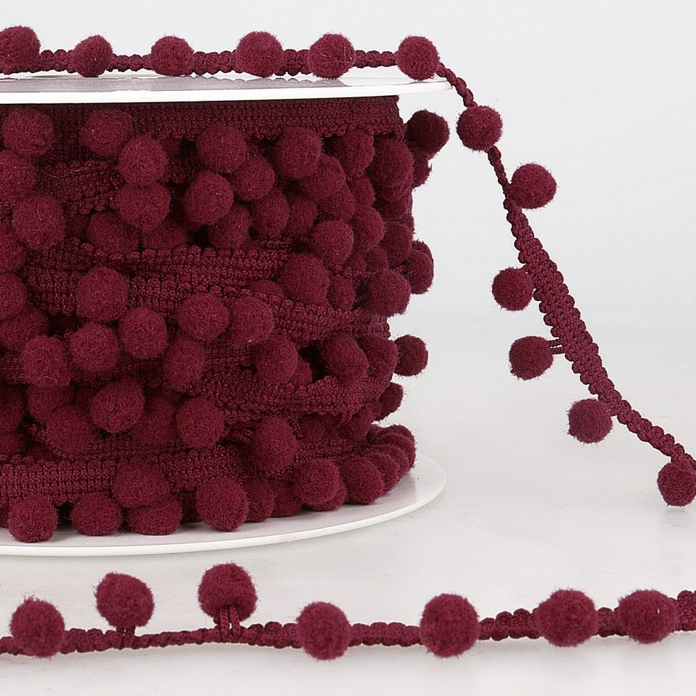 Stephanoise Pom Pom Trim Burgundy