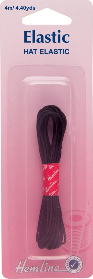Minerva Fine Round Hat Elastic Black Cotton Hemline H611