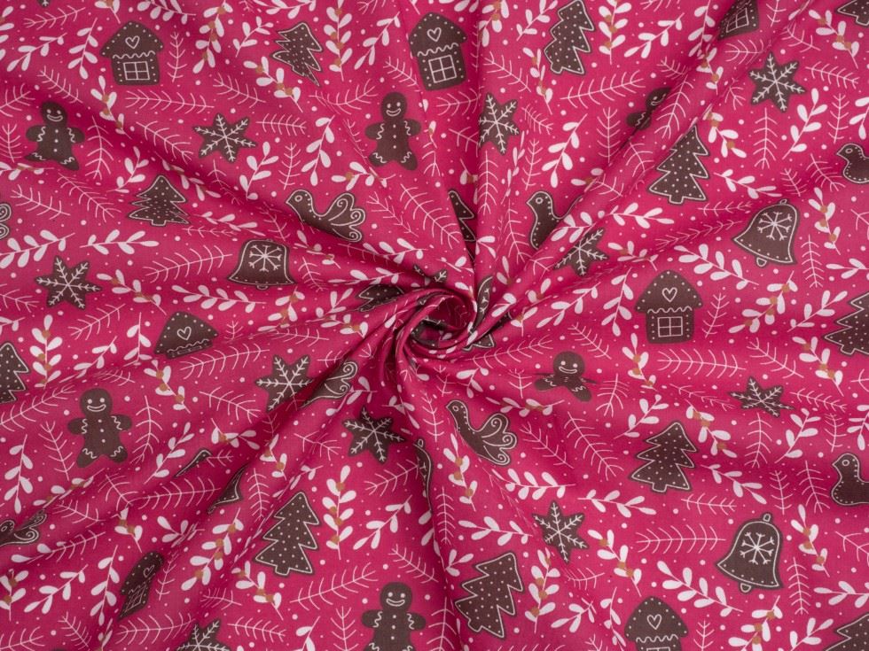 Printed Polycotton Fabric Raspberry
 