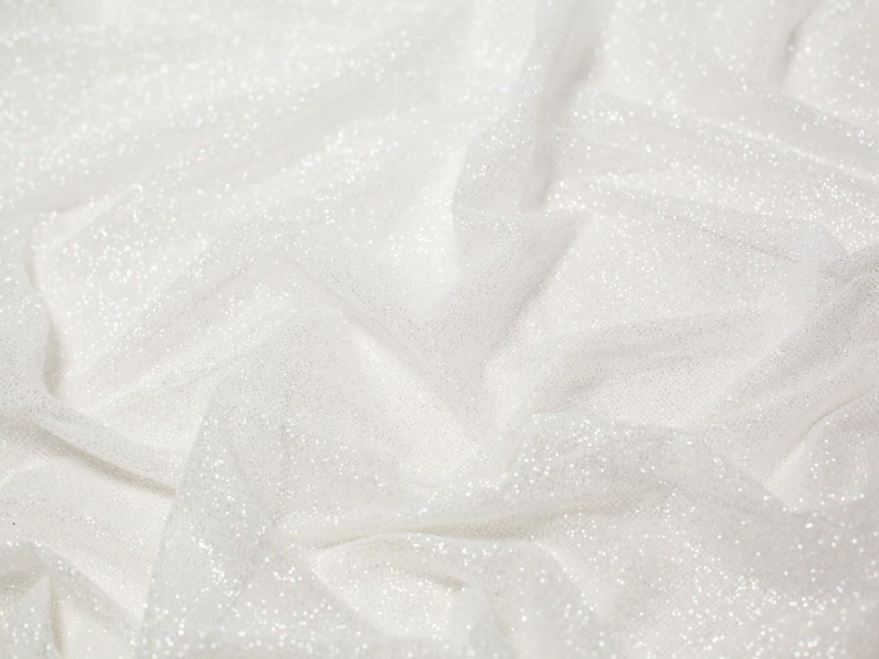 Minerva Core Range Shining Glitter Tulle Fabric Porcelain
 