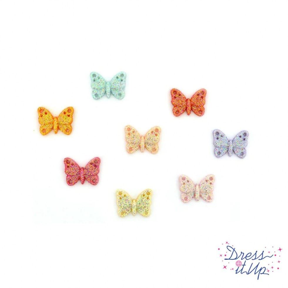 Dress It Up Glitter Butterflies Buttons
 