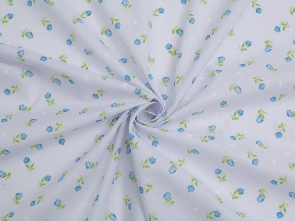 Blue Printed Polycotton Fabric