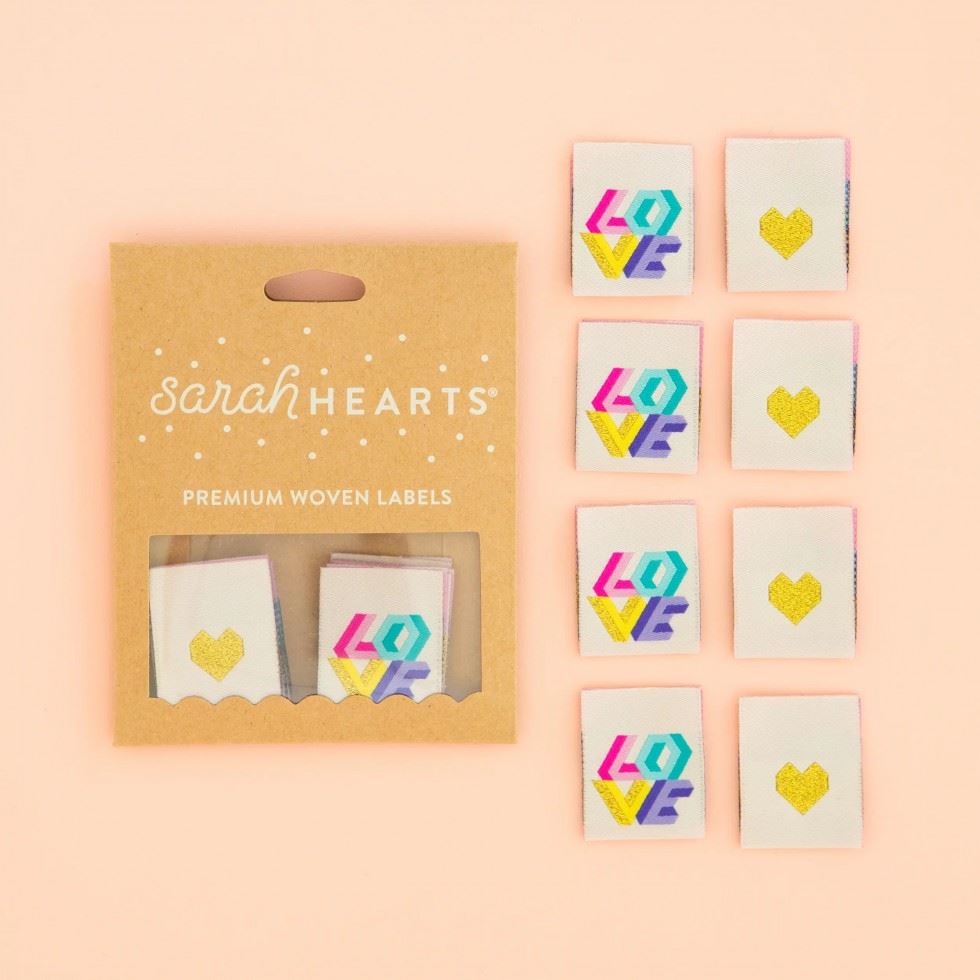 Sarah Hearts Love Quilt Woven Labels
 
