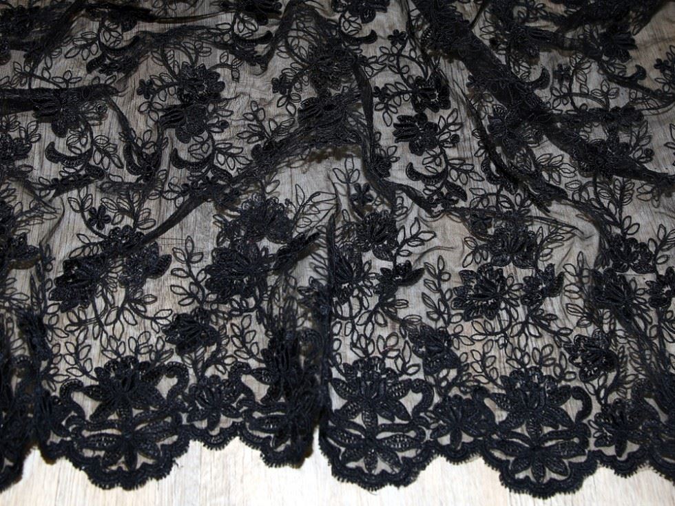 Black Deadstock Heavy Guipure Lace Fabric