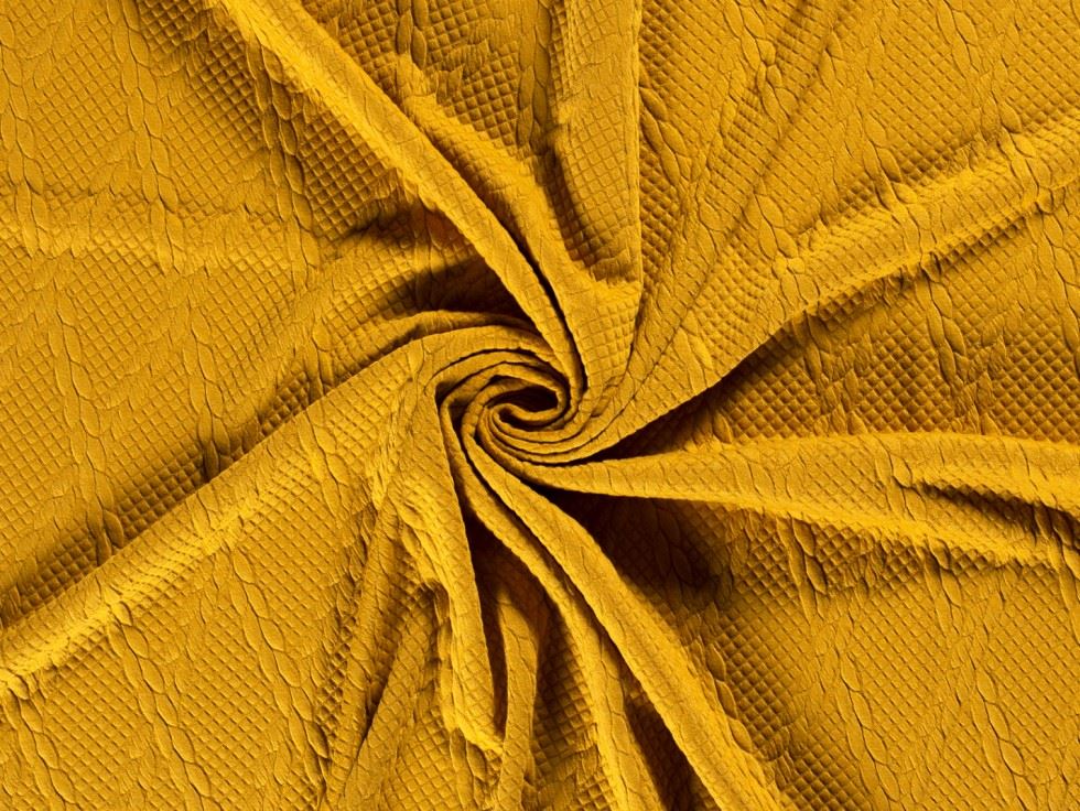 Quilted Textured Stretch Knit Fabric Ochre
 
