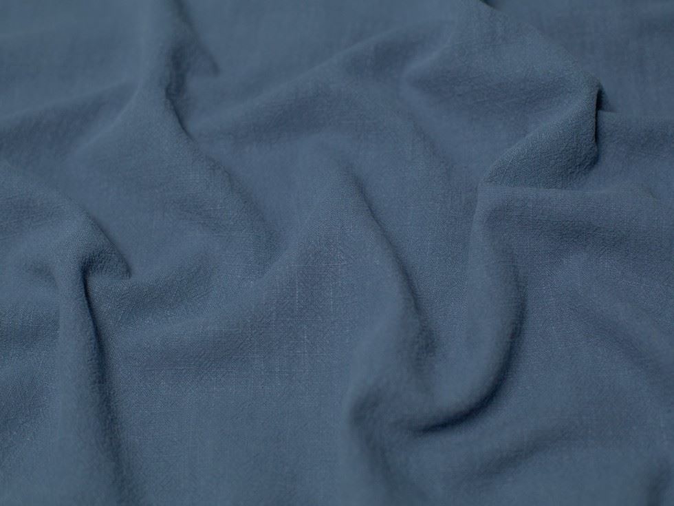Minerva Core Range Soft Stonewashed Ramie Linen Weave Fabric Indigo Blue