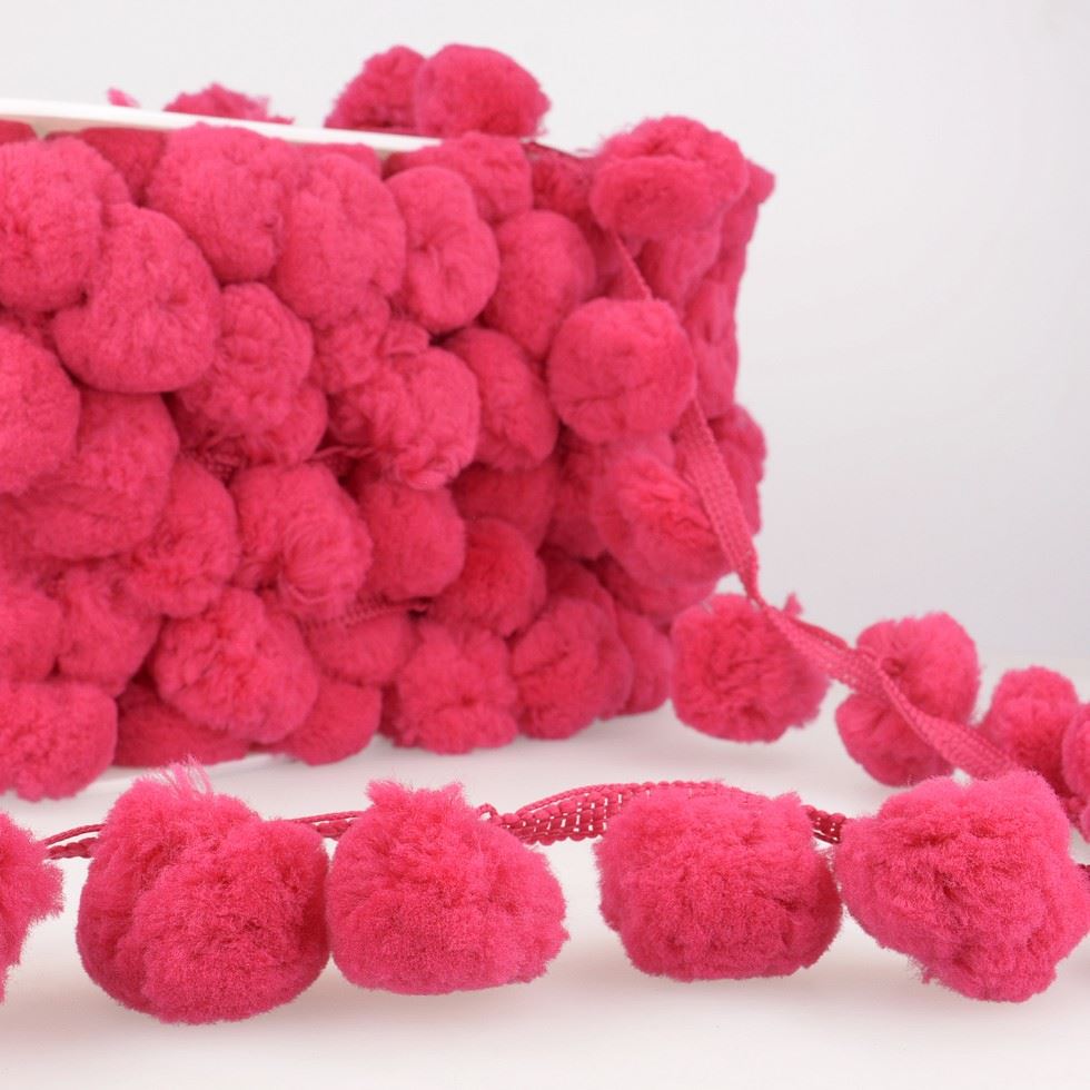 Stephanoise Pom Pom Trim Fuchsia Pink
