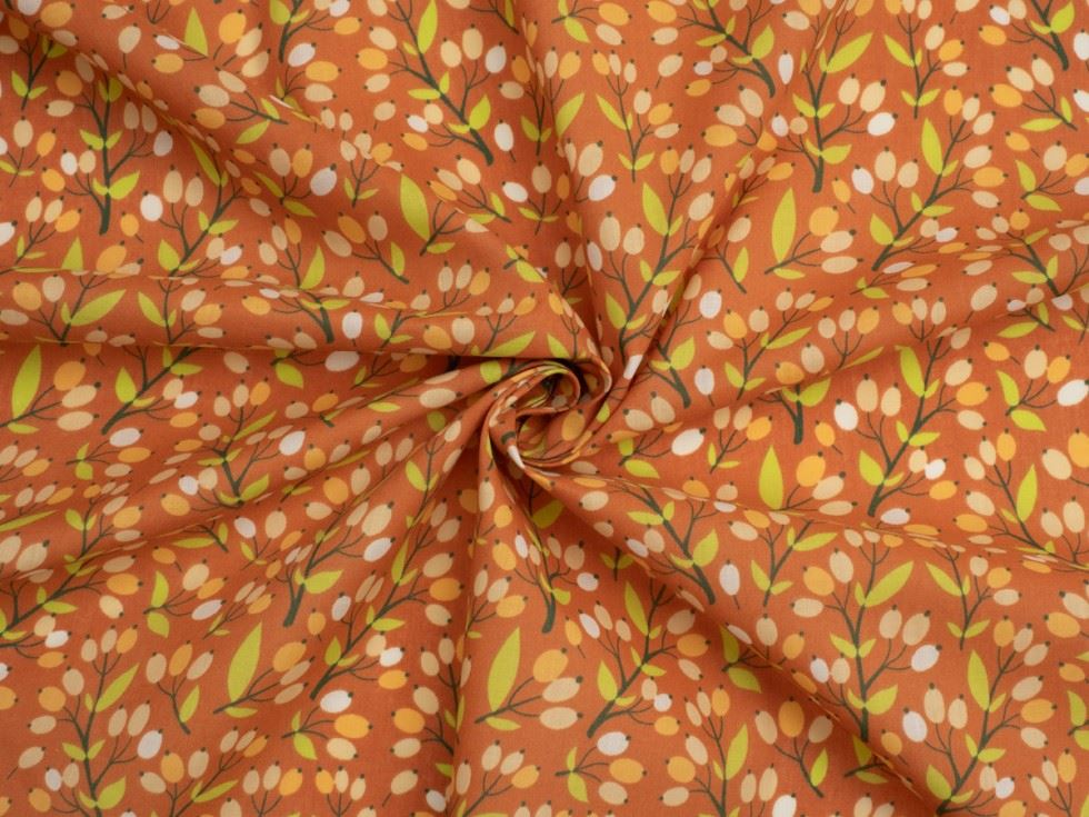 Rust Printed Polycotton Fabric