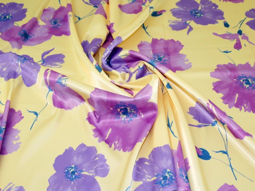 John Kaldor Santa Cruz Stretch Woven Satin Fabric Purple & Yellow
 