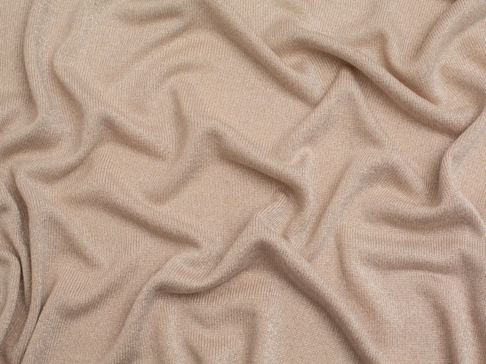 Beige Deadstock Shine Lurex Sweater Knit Stretch Fabric