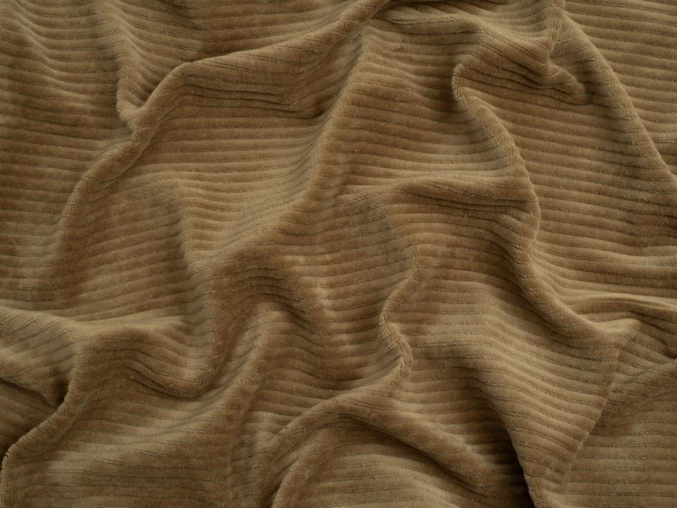 Minerva Core Range 4 Wale Velour Rib Stretch Knit Cord Fabric Beige