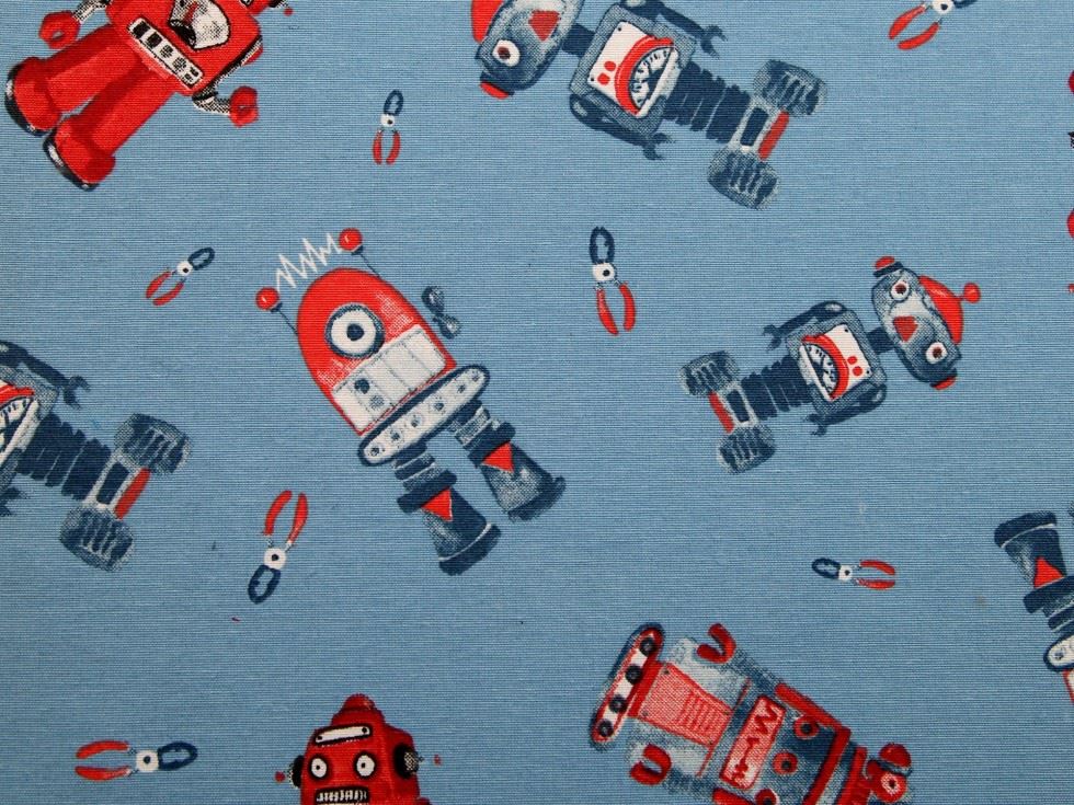 Blue & Red Deadstock Cotton Canvas Fabric