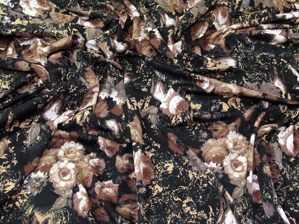 Brown Deadstock Ity Silky Stretch Knit Fabric