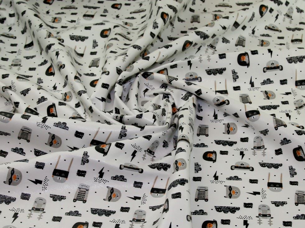 White Deadstock Faux Leather Fabric