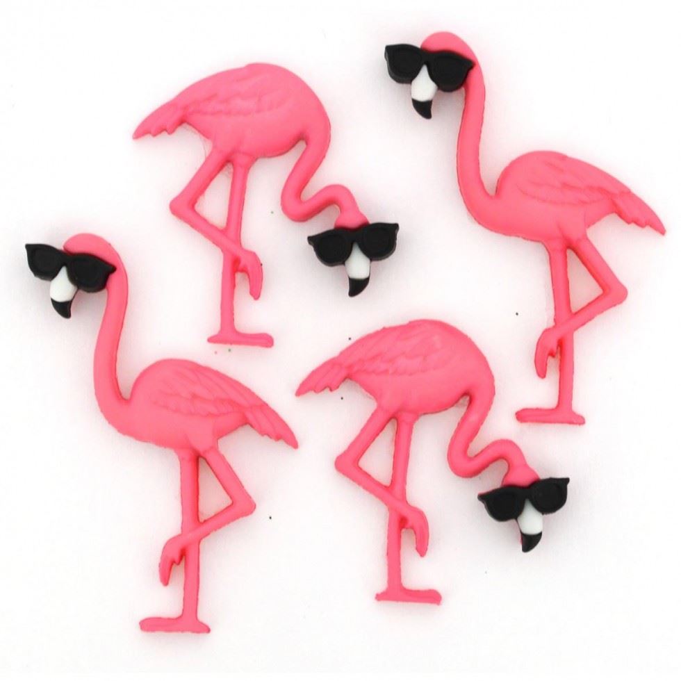 Dress It Up Pink Think Flamingos Buttons