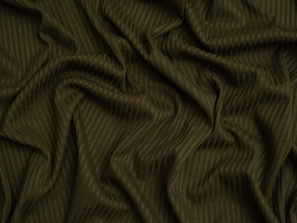 Minerva Core Range Narrow Viscose Rib Stretch Knit Fabric Khaki
 