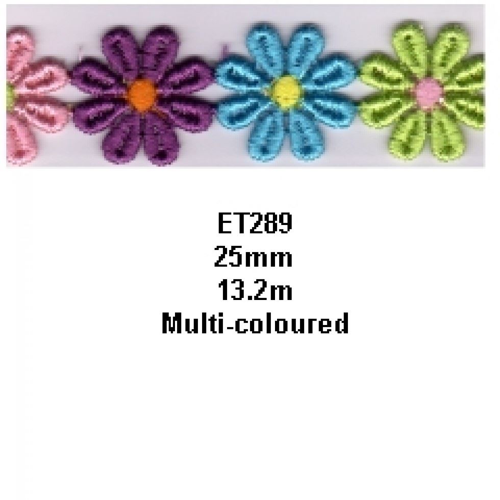 Essential Trimmings Multicoloured Daisy Lace Trim (Value Roll)