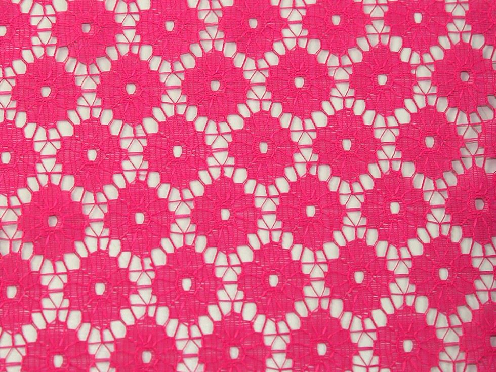 Cerise Pink Deadstock Dutch Lace Fabric