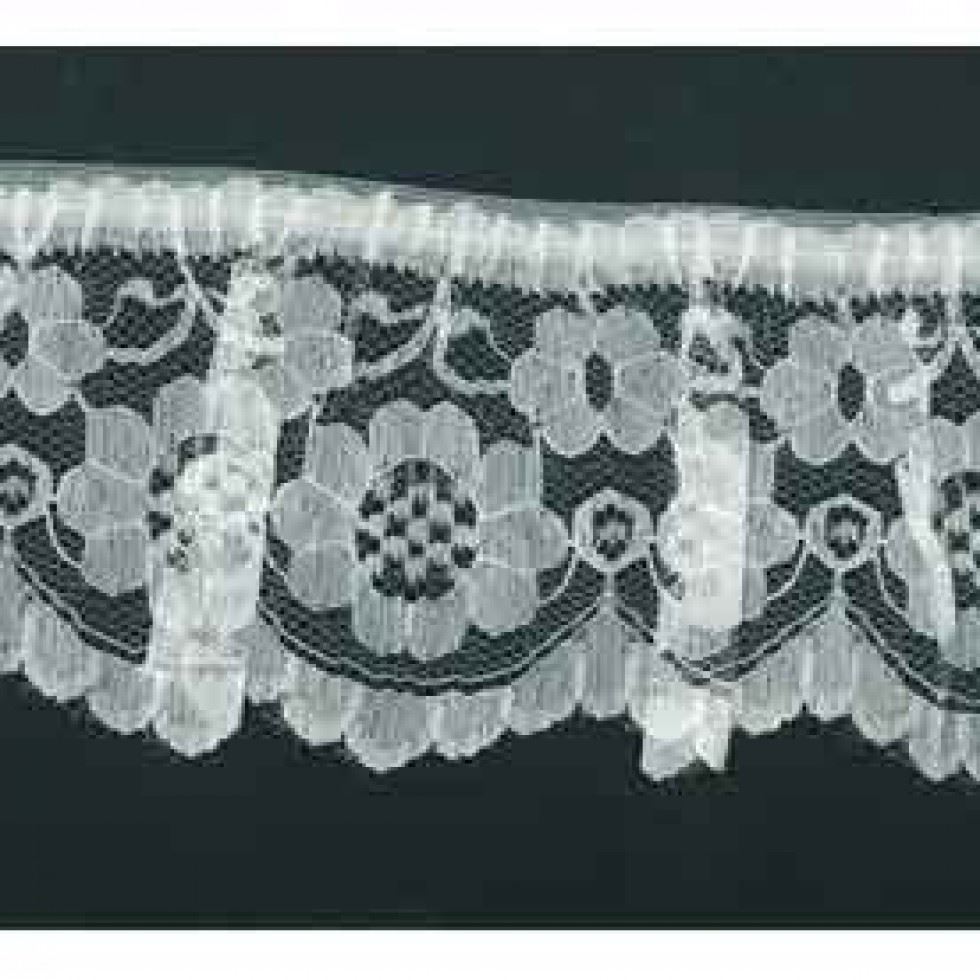 Gathered Nylon Lace Trim Cream
 
