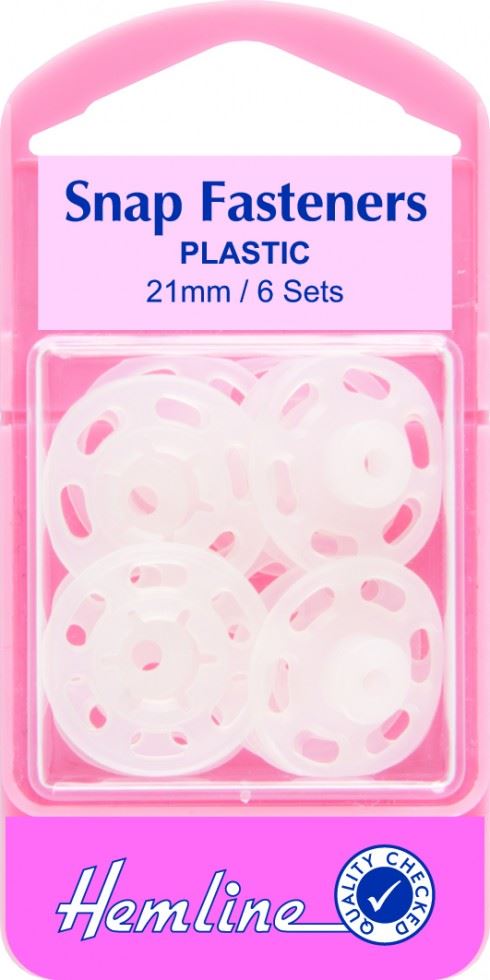 Hemline Clear/White Sew On Plastic Press Snap Fasteners