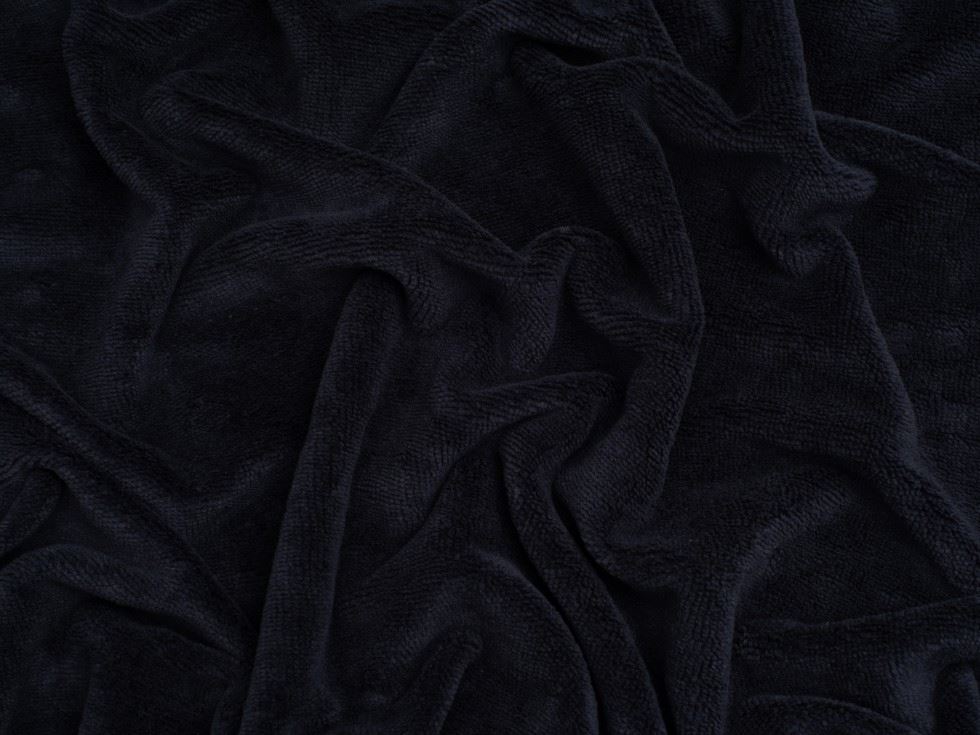Minerva Core Range Bamboo Cotton Velvet Towelling Fabric Midnight