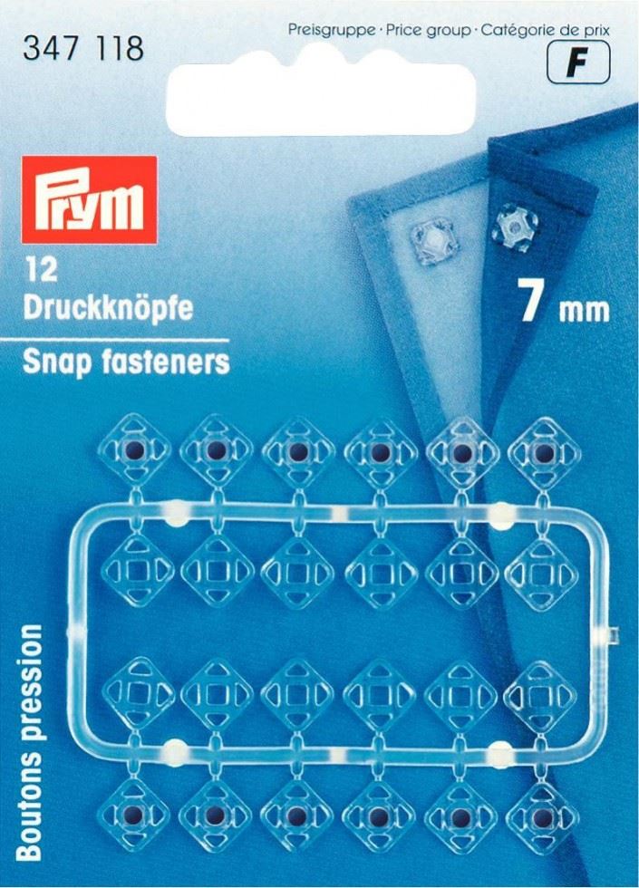 Prym Transparent Sew On Plastic Snap Fasteners