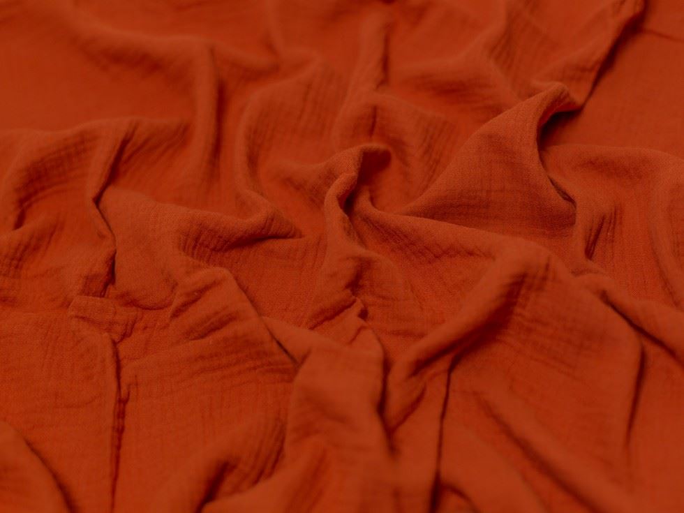 Minerva Core Range Terracotta Cotton Double Gauze Fabric