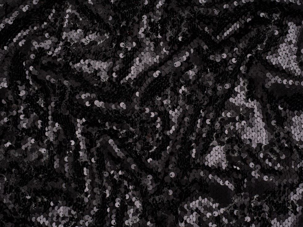 Minerva Core Range Black Hologram Sequin Mesh Fabric