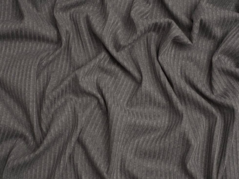 Minerva Core Range Narrow Viscose Rib Stretch Knit Fabric Silver Grey
 