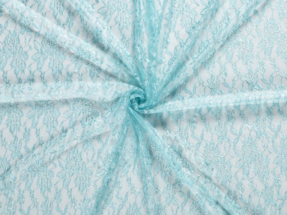 Aqua Fine Floral Lace Fabric