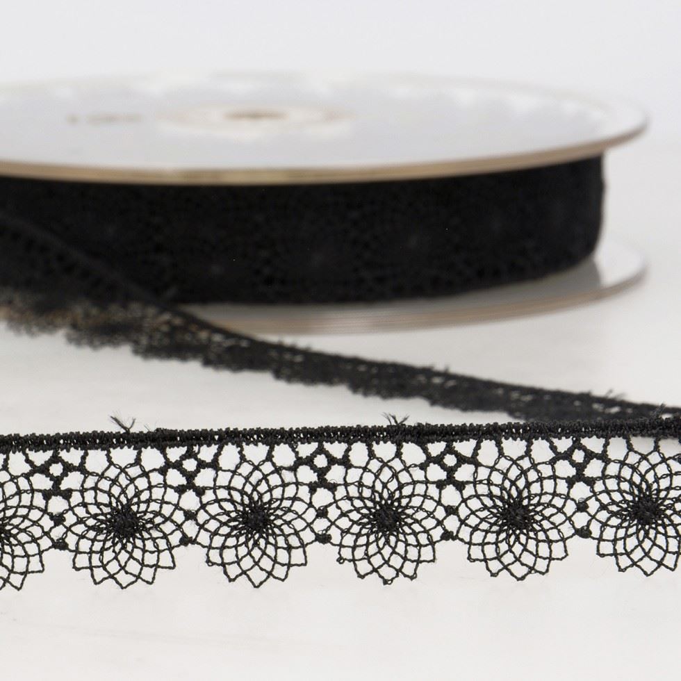 Stephanoise Black Embroidery Tulle Lace Trim