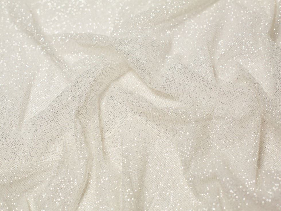 Minerva Core Range Shining Glitter Tulle Fabric Ivory
 