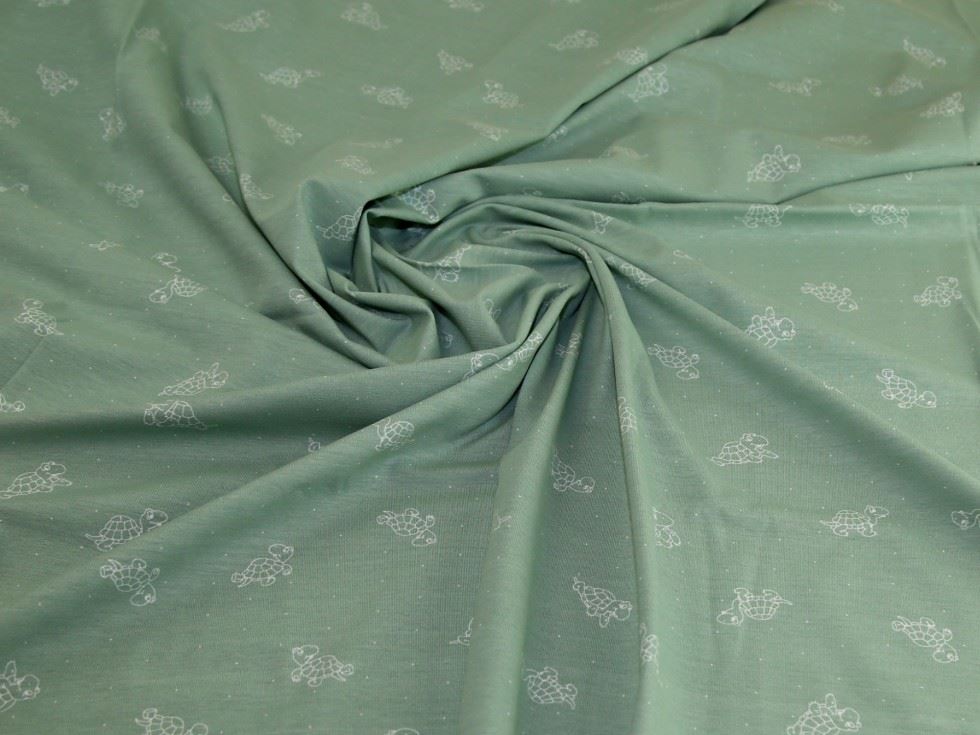 Green Deadstock Cotton Jersey Stretch Knit Fabric