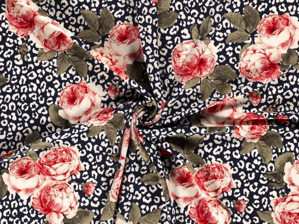 Stretch Woven Polyester Crepe Fabric Navy