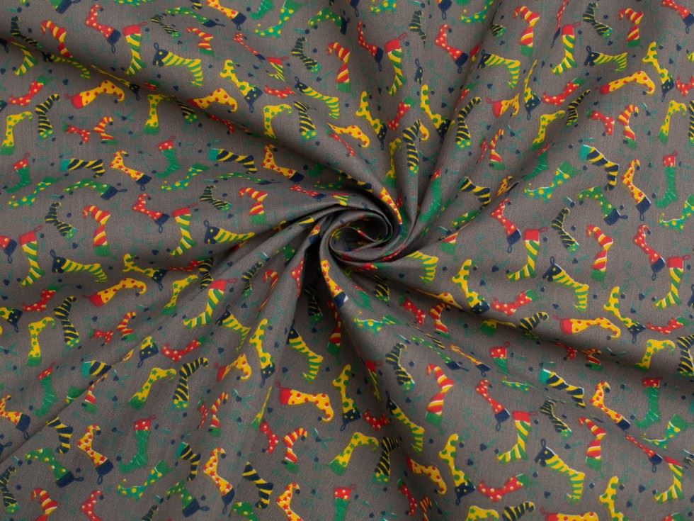 Grey Printed Polycotton Fabric