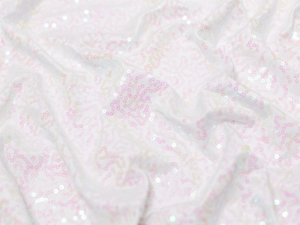 Minerva Core Range Sequin ITY Silky Stretch Knit Fabric White Pearl
 