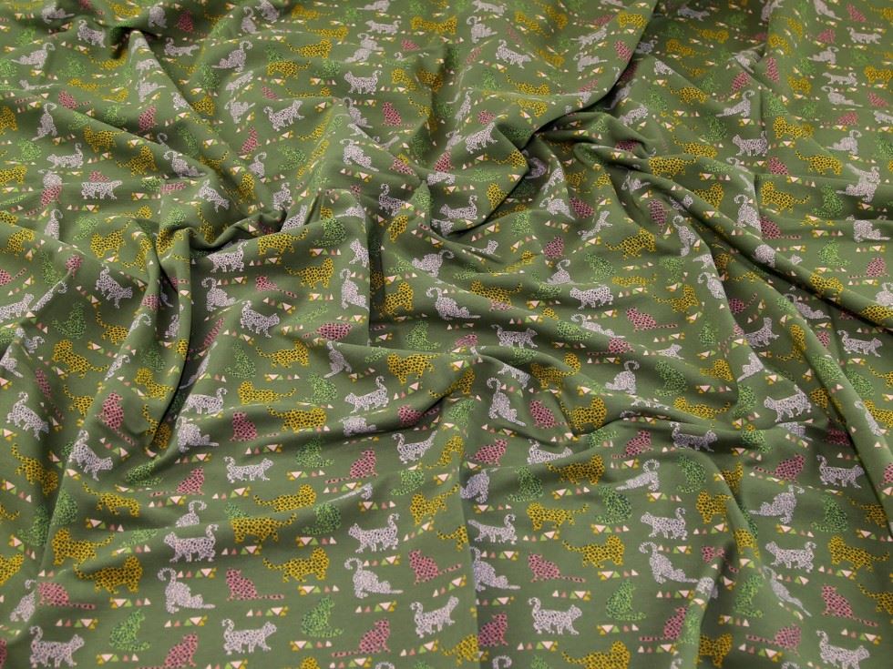 John Louden Olive Fleece Back Sweatshirt Stretch Knit Fabric