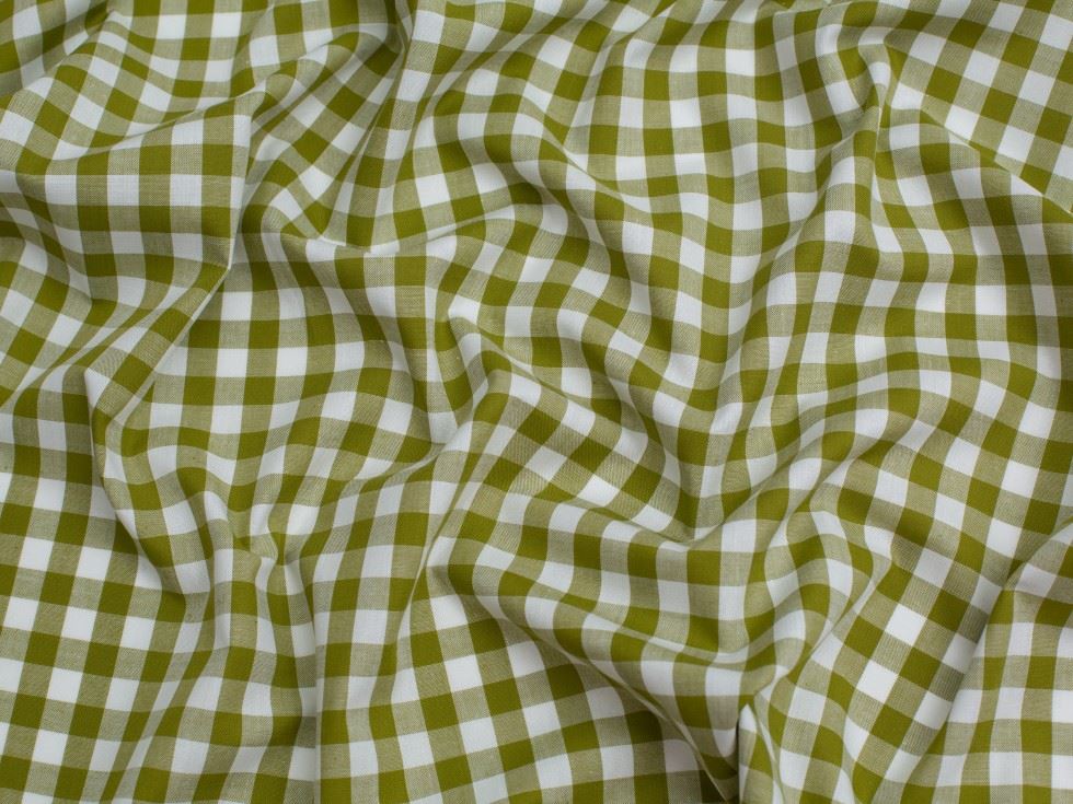 Minerva Core Range Green 3/8 Inch Gingham Check Yarn Dyed Cotton Chambray Fabric