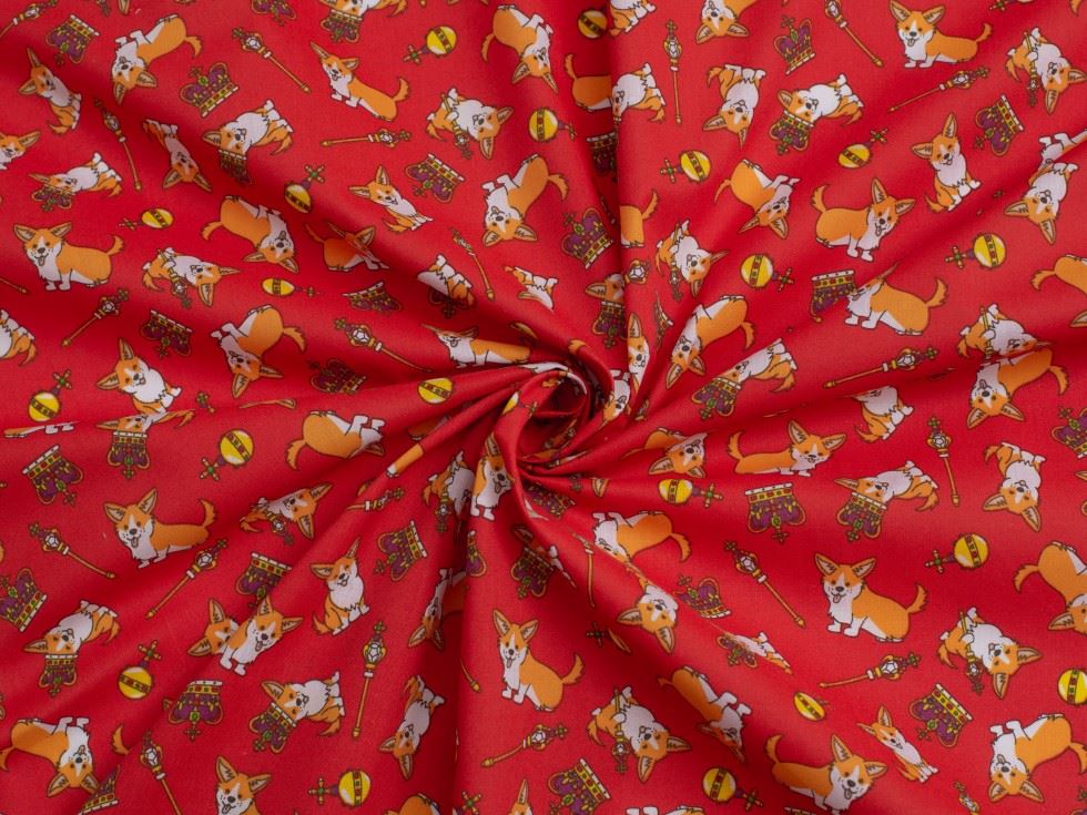 Red Printed Polycotton Fabric