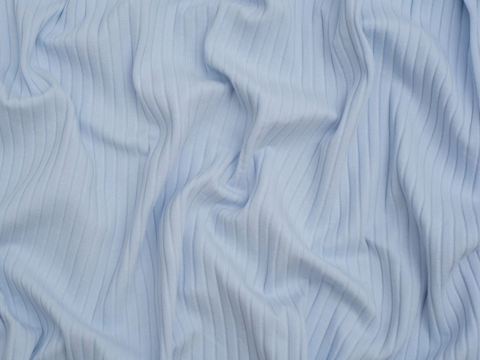 Minerva Core Range Baby Blue Wide Cotton Rib Stretch Knit Fabric