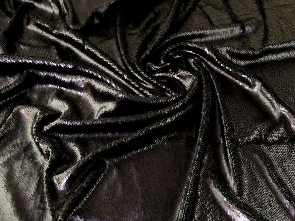 Black Deadstock Reversible Flip Sequin Mesh Fabric