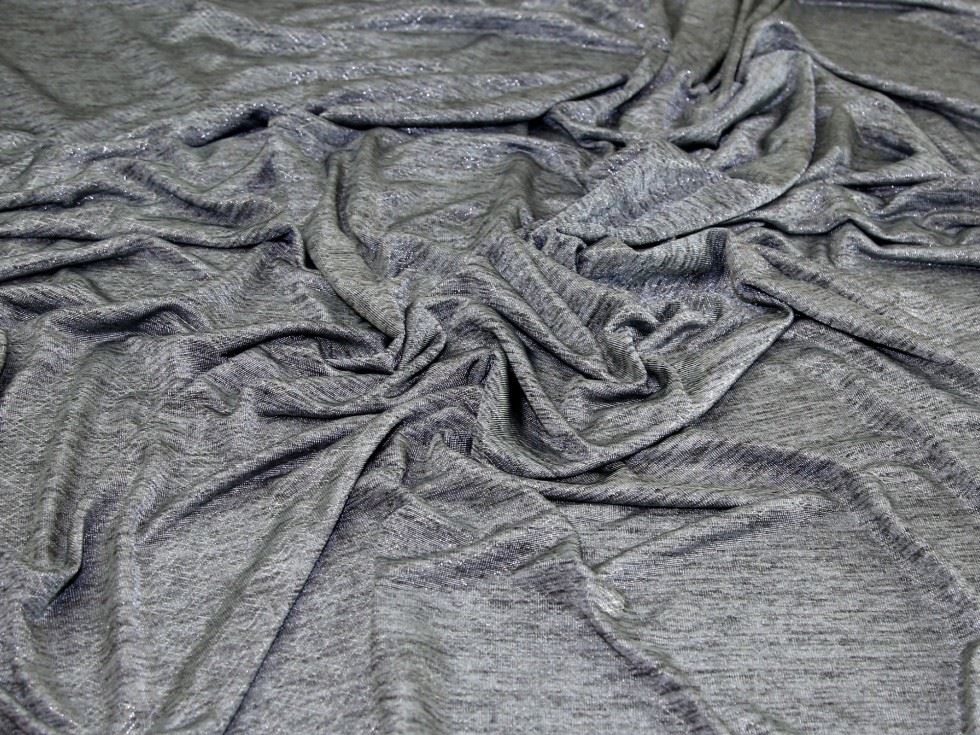Deadstock Metallic Sweater Knit Stretch Fabric Silver & Grey
 